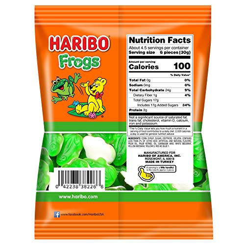 Haribo Gummi Candy, Frogs, 5 oz. Bag (Pack of 12)