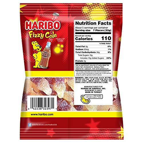 Haribo Gummi Candy, Fizzy Cola, 5 oz. Bag (Pack of 12)