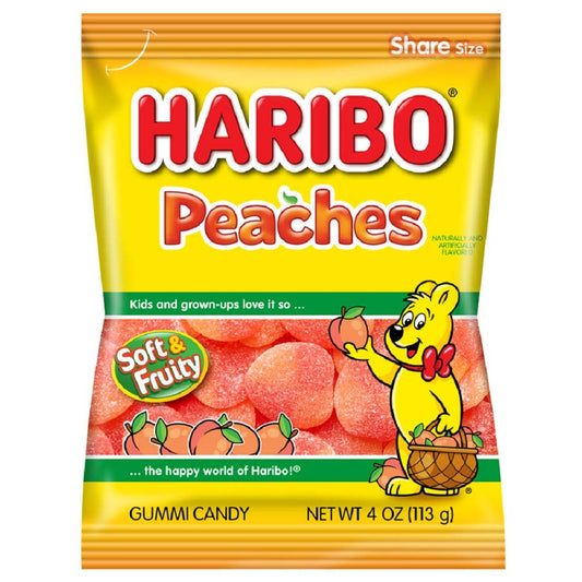 Haribo Gummi Candy, Peaches, 4 oz. Bag (Pack of 12)