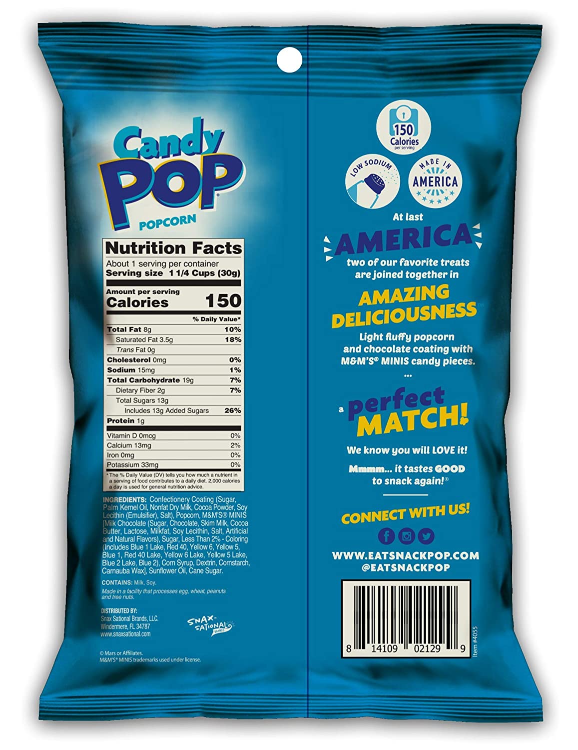 Candy Pop M&M's Popcorn | 1 Oz | Pack of 8