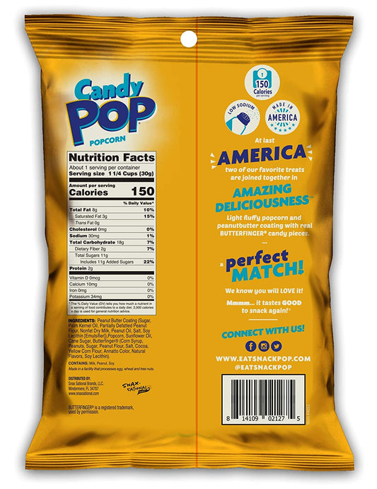 Candy Pop Butterfinger Popcorn | 1 Oz | Pack of 8