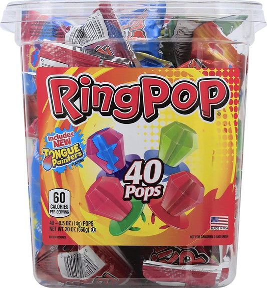 Ring Pop Hard Candy Pops, Variety Pack, 40 Count