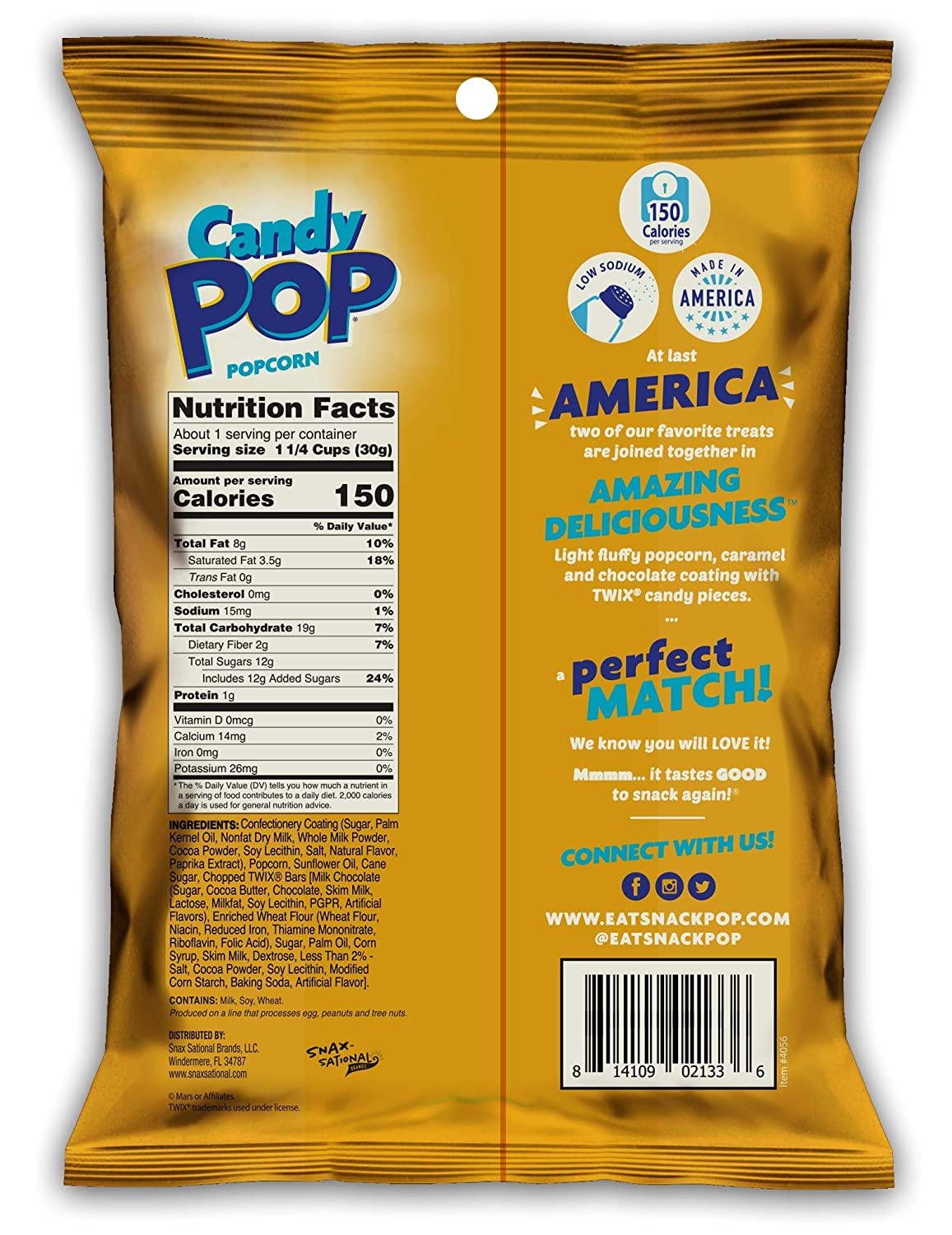 Candy Pop Twix Popcorn | 1 Oz | Pack of 8