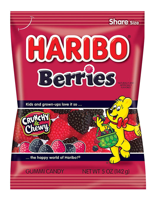 Haribo Gummi Candy, Berries, 5 Ounce (Pack of 12)