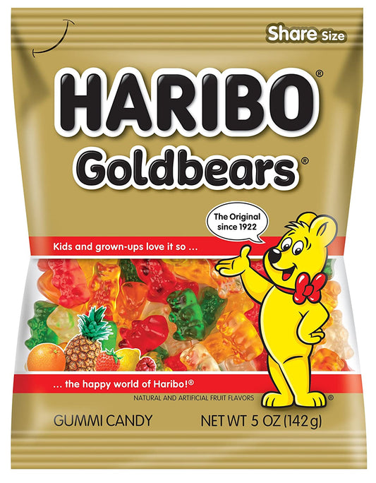 Haribo Gummi Candy, Goldbears Gummi Candy, 5 oz Bags (Pack of 12)